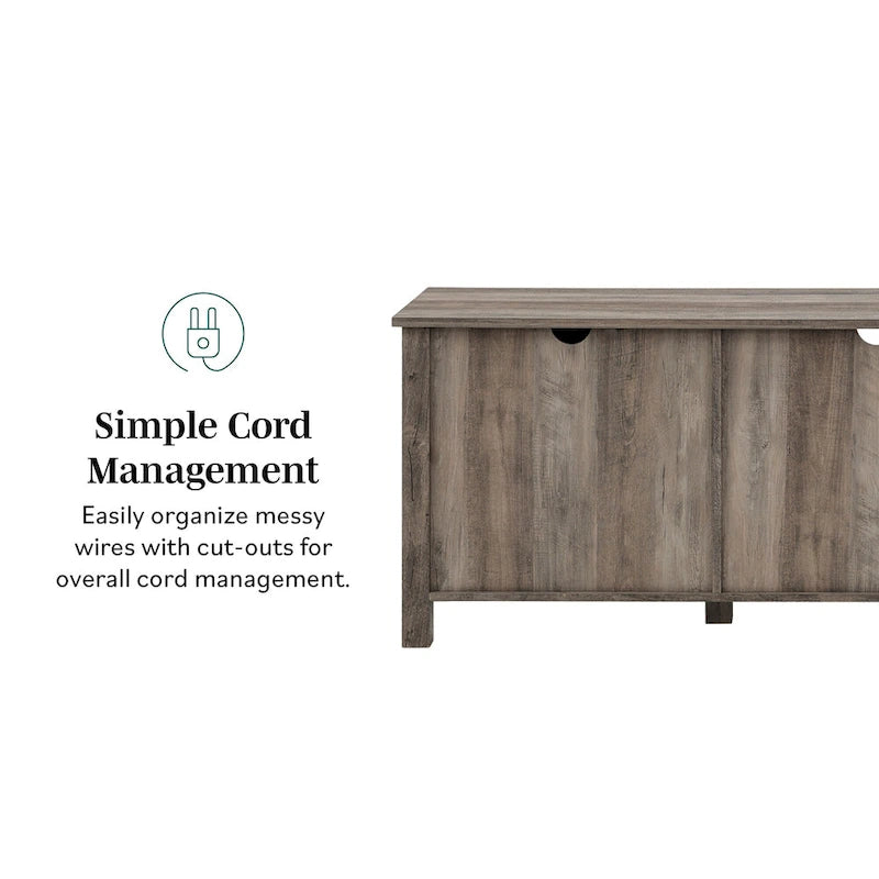 Transitional TV Stand with Windowpane Glass Doors and Adjustable Shelves