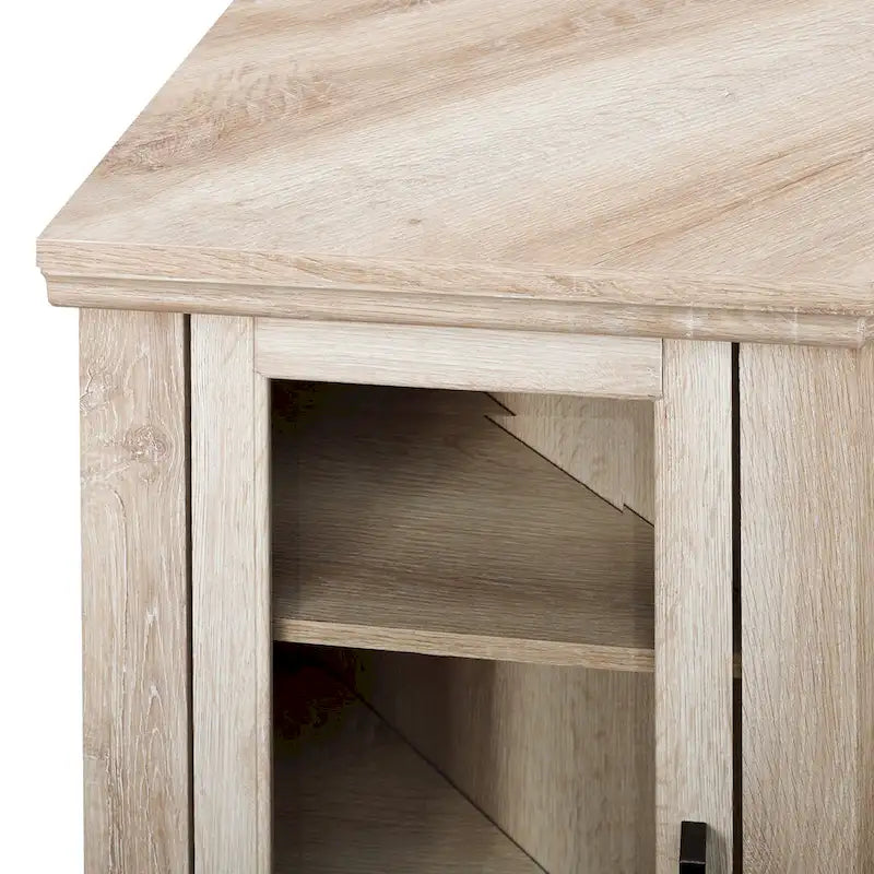 Eck-TV-Schrank mit Kamin, Glastüren und verstellbaren Ablagen