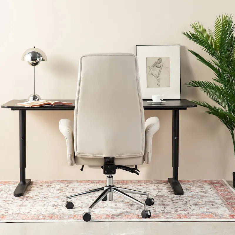 Adjustable High Back Office Chair with Armrests and Extendable Footrest