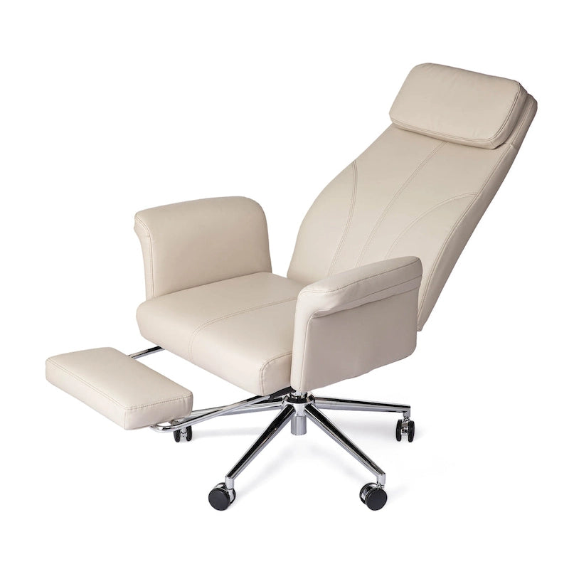Adjustable High Back Office Chair with Armrests and Extendable Footrest