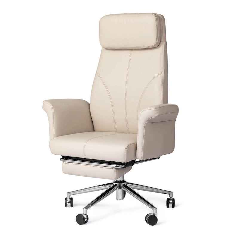 Adjustable High Back Office Chair with Armrests and Extendable Footrest