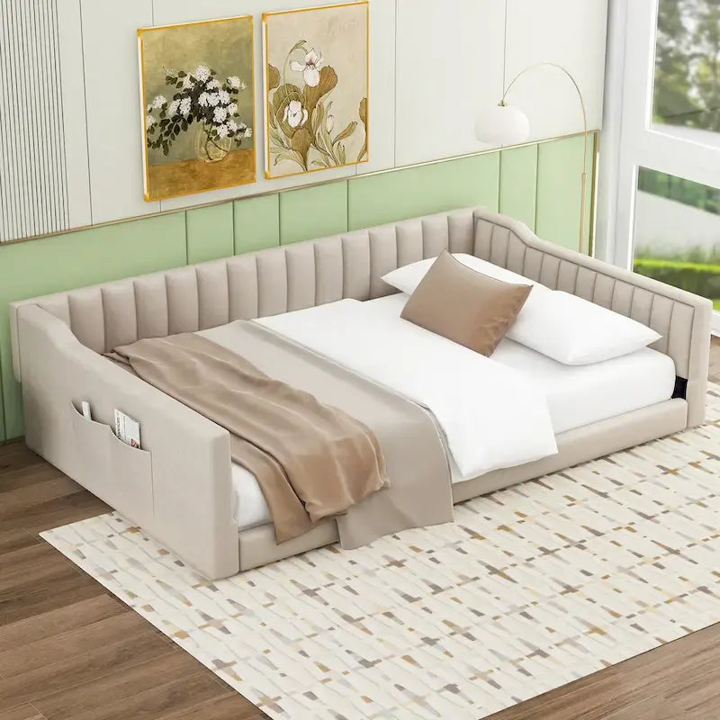 Full XL Velvet Daybed with Storage