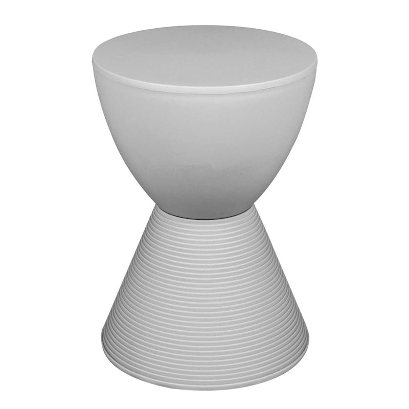 Round Hourglass Storage Side Table with Ribbed Base Removable Lid