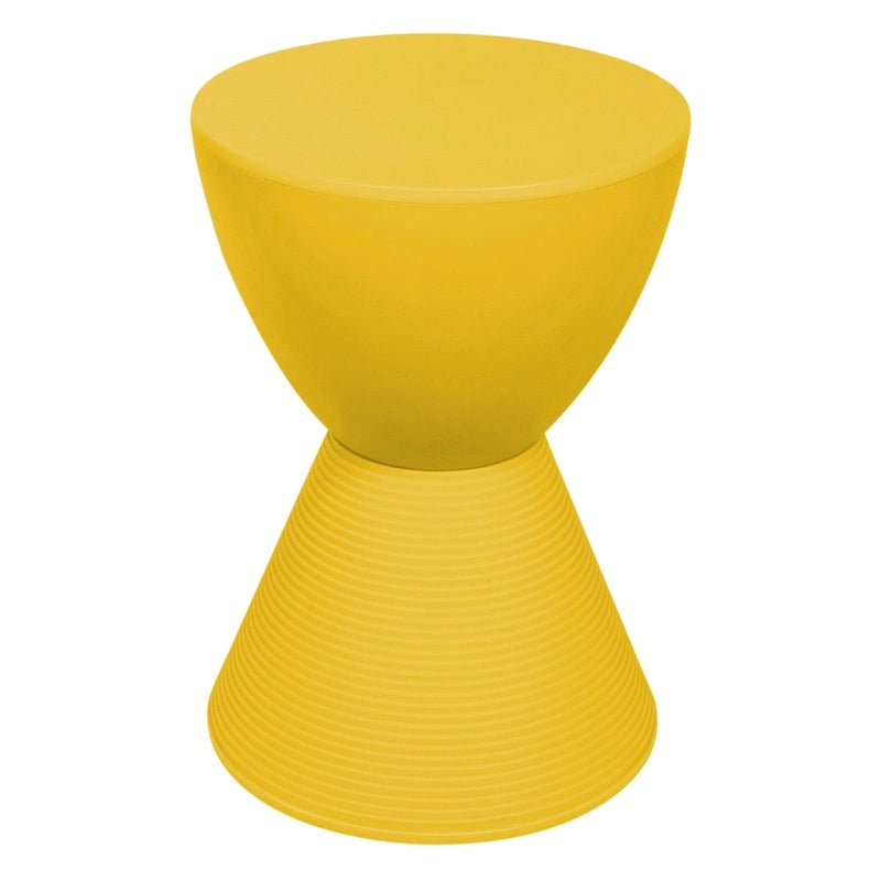 Round Hourglass Storage Side Table with Ribbed Base Removable Lid