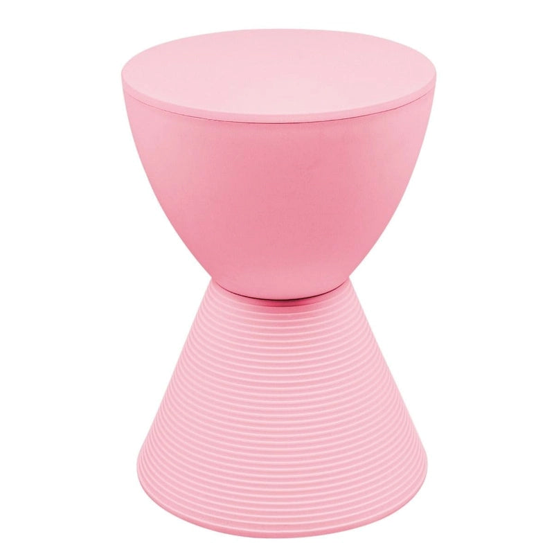 Round Hourglass Storage Side Table with Ribbed Base Removable Lid