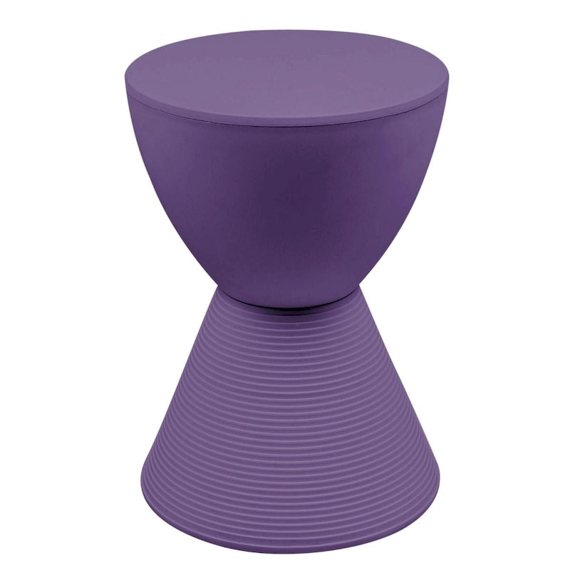 Round Hourglass Storage Side Table with Ribbed Base Removable Lid