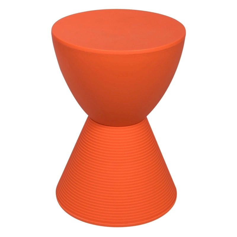Round Hourglass Storage Side Table with Ribbed Base Removable Lid
