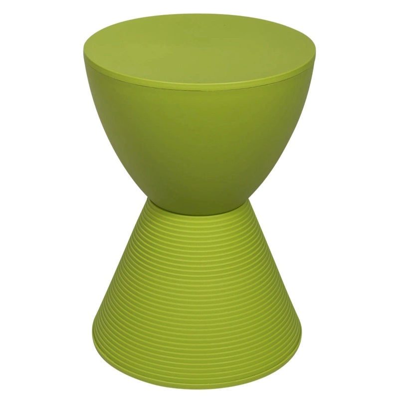 Round Hourglass Storage Side Table with Ribbed Base Removable Lid