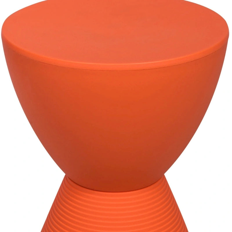 Round Hourglass Storage Side Table with Ribbed Base Removable Lid