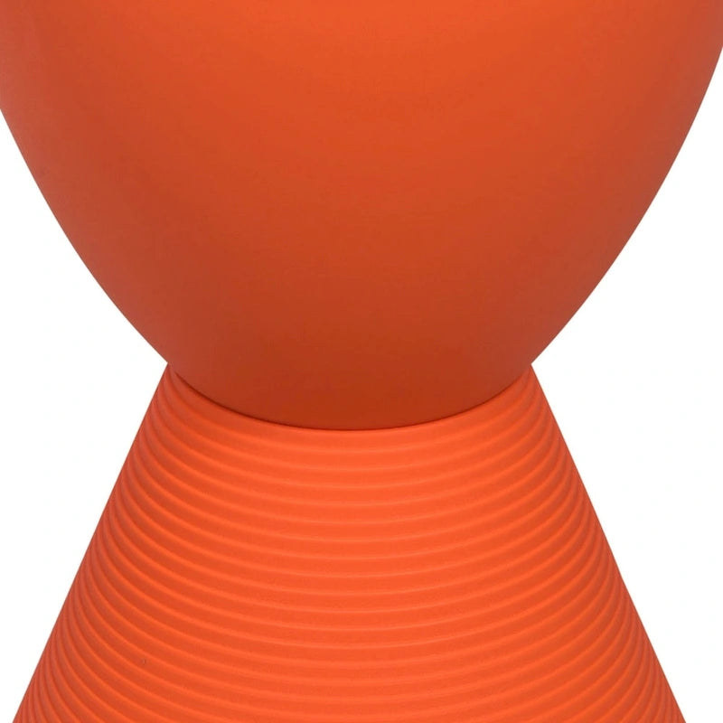 Round Hourglass Storage Side Table with Ribbed Base Removable Lid