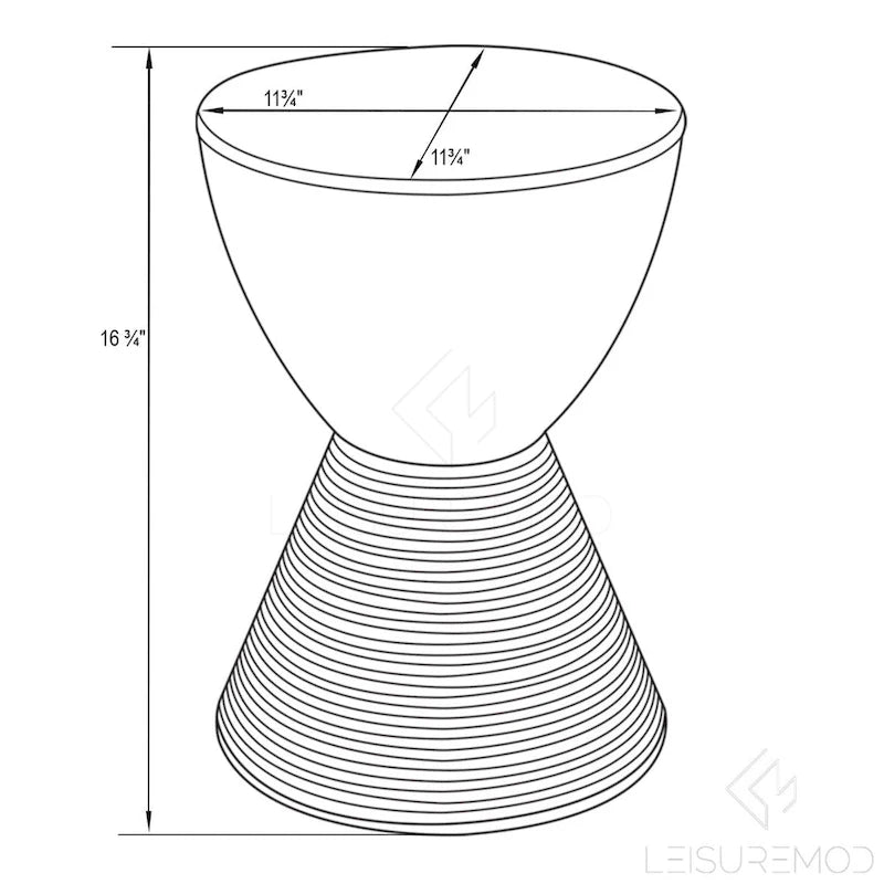 Round Hourglass Storage Side Table with Ribbed Base Removable Lid