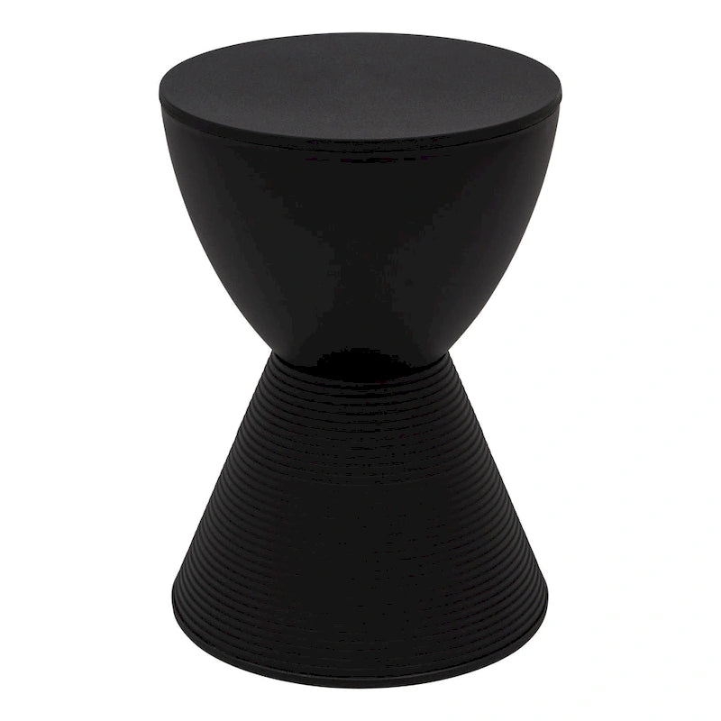 Round Hourglass Storage Side Table with Ribbed Base Removable Lid
