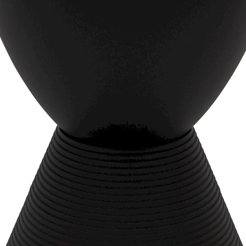 Round Hourglass Storage Side Table with Ribbed Base Removable Lid