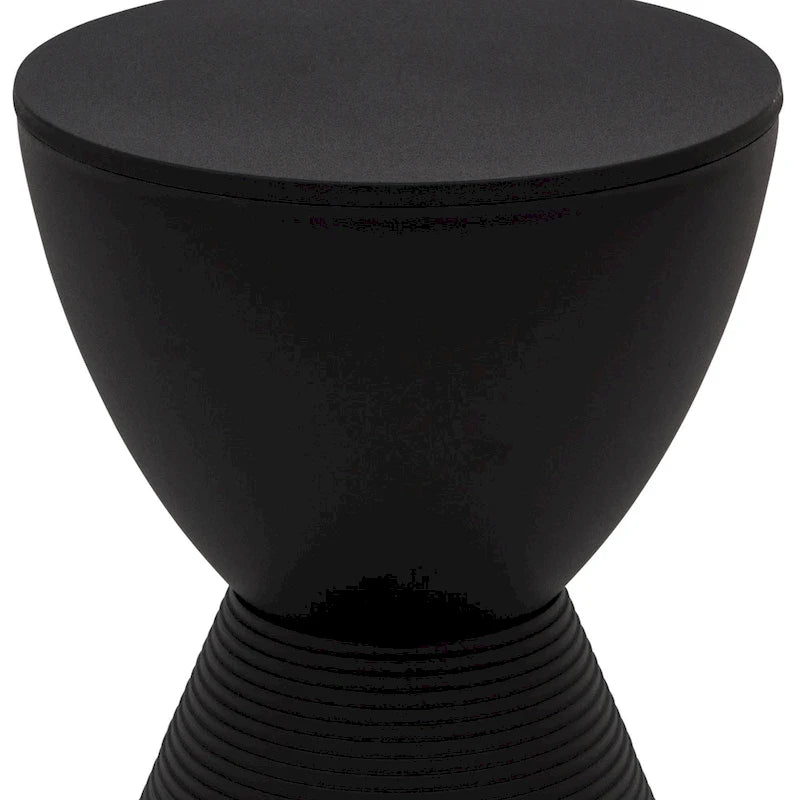 Round Hourglass Storage Side Table with Ribbed Base Removable Lid