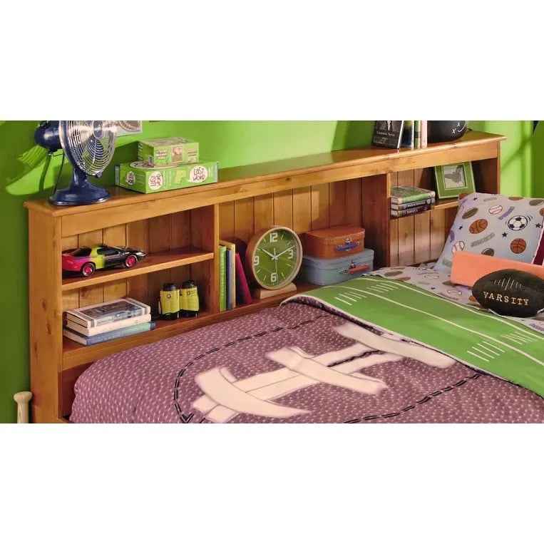 Honey Pine Storage Daybed with Bookcase Back and Six Drawers