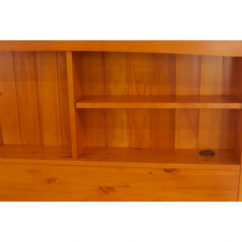 Honey Pine Storage Daybed with Bookcase Back and Six Drawers