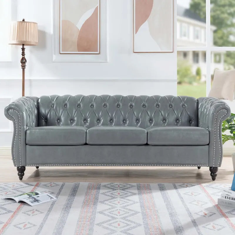 Upholstered Accent Seating with Rolled Arms Tufting and Nailhead Trim