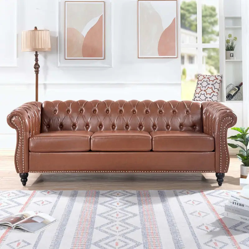 Upholstered Accent Seating with Rolled Arms Tufting and Nailhead Trim