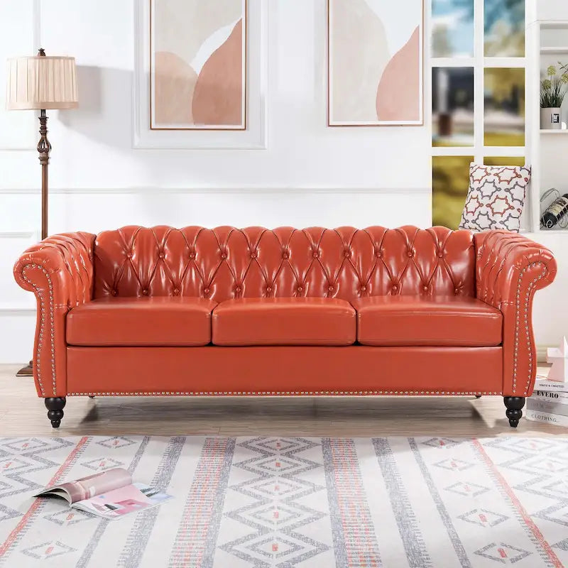 Upholstered Accent Seating with Rolled Arms Tufting and Nailhead Trim