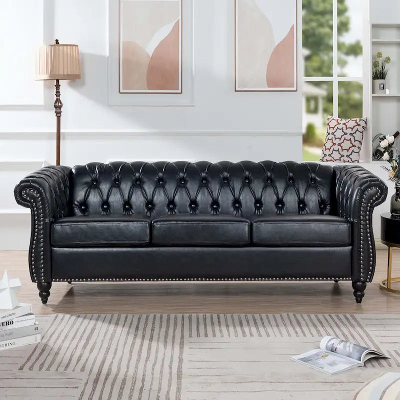 Upholstered Accent Seating with Rolled Arms Tufting and Nailhead Trim