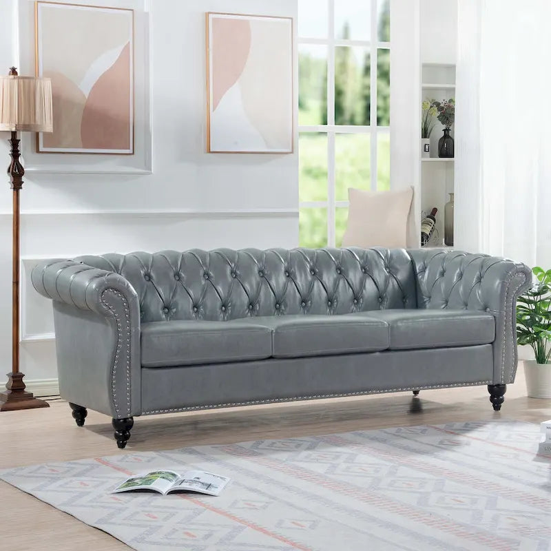 Upholstered Accent Seating with Rolled Arms Tufting and Nailhead Trim