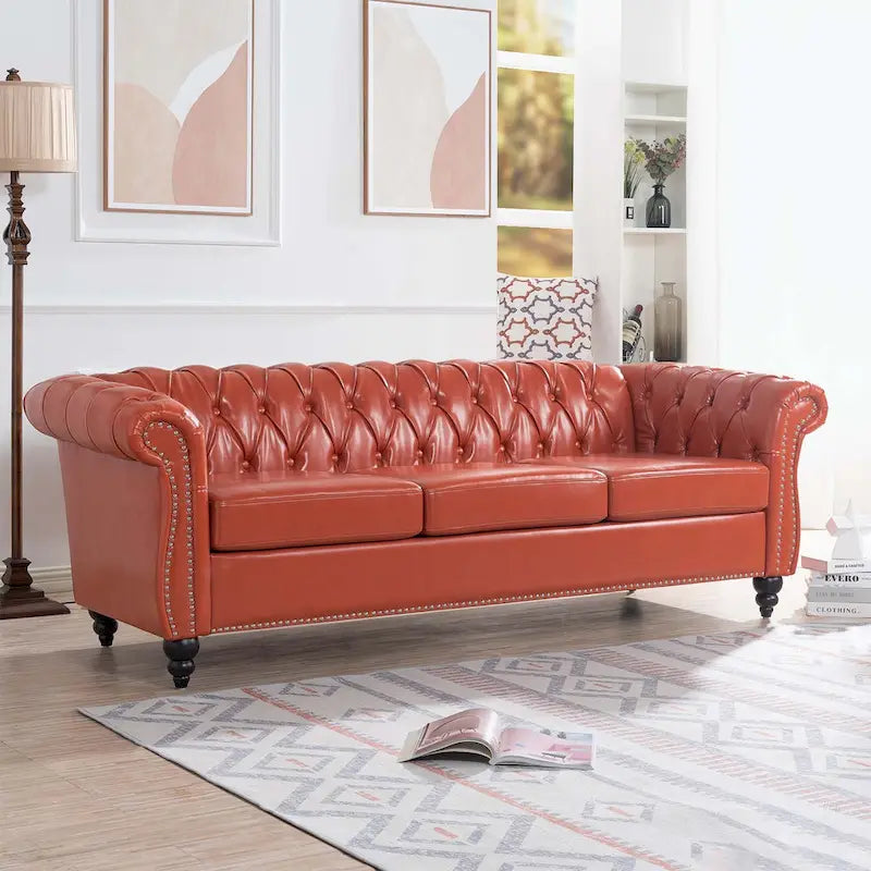 Upholstered Accent Seating with Rolled Arms Tufting and Nailhead Trim