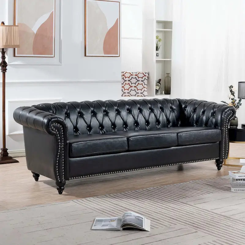 Upholstered Accent Seating with Rolled Arms Tufting and Nailhead Trim