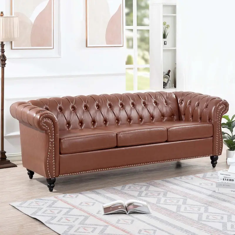Upholstered Accent Seating with Rolled Arms Tufting and Nailhead Trim