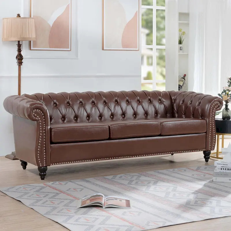 Upholstered Accent Seating with Rolled Arms Tufting and Nailhead Trim