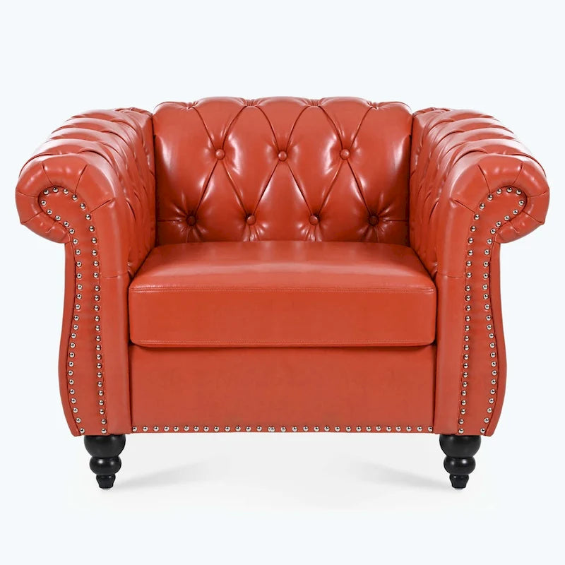 Upholstered Accent Seating with Rolled Arms Tufting and Nailhead Trim