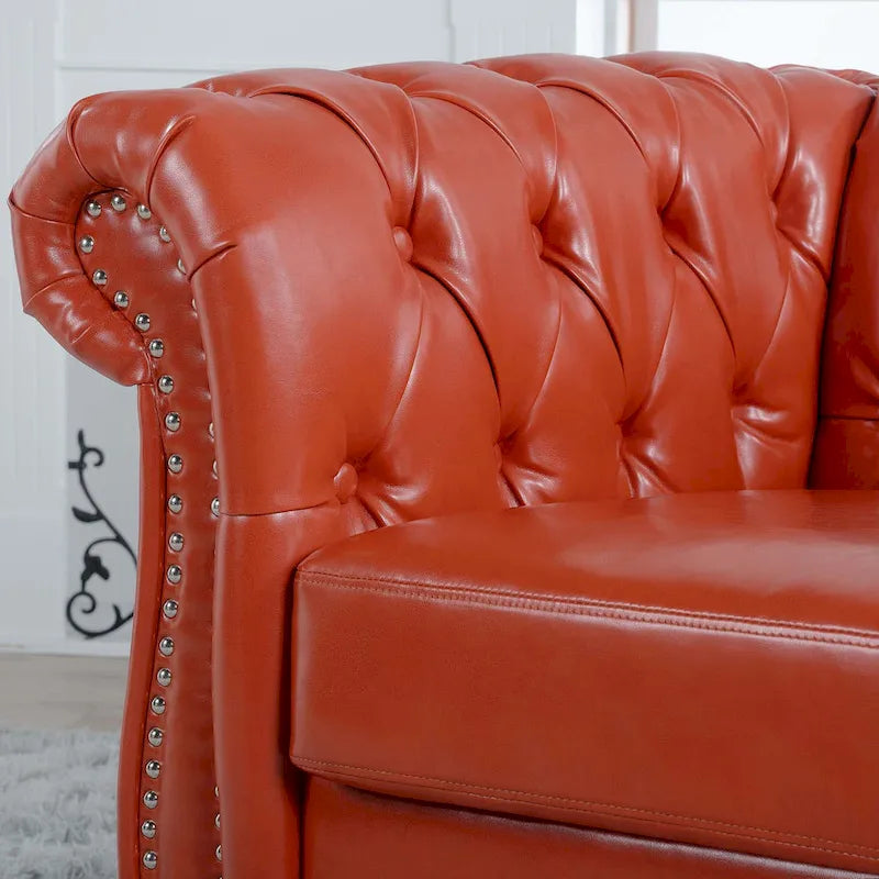 Upholstered Accent Seating with Rolled Arms Tufting and Nailhead Trim