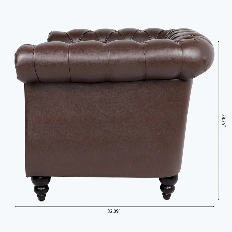 Upholstered Accent Seating with Rolled Arms Tufting and Nailhead Trim