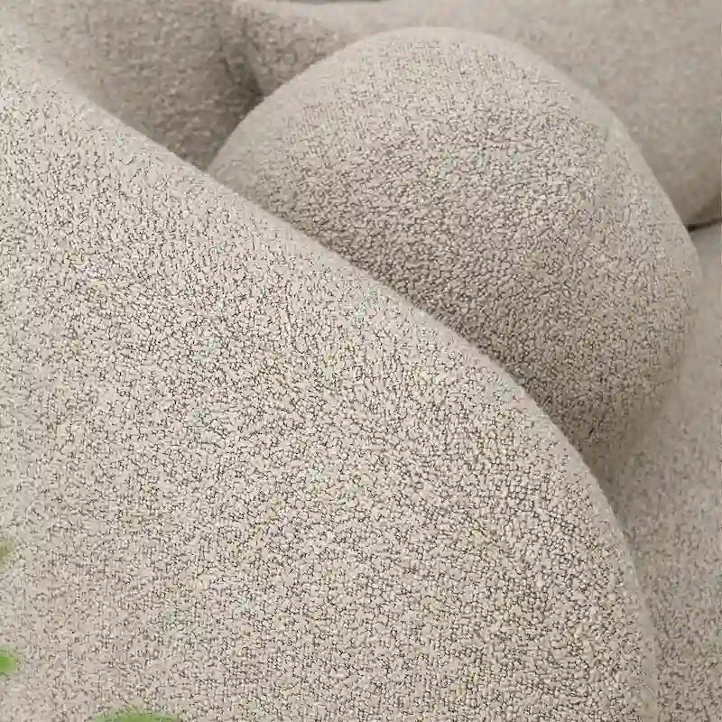 Curved Boucle Upholstered Two Seater Loveseat with Four Accent Pillows