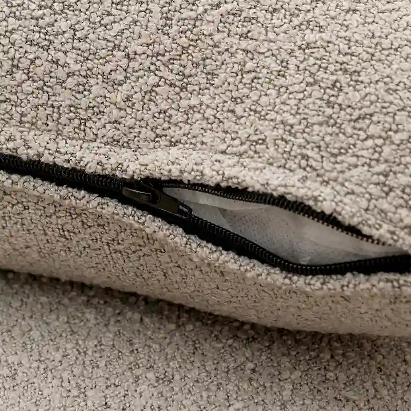 Curved Boucle Upholstered Two Seater Loveseat with Four Accent Pillows