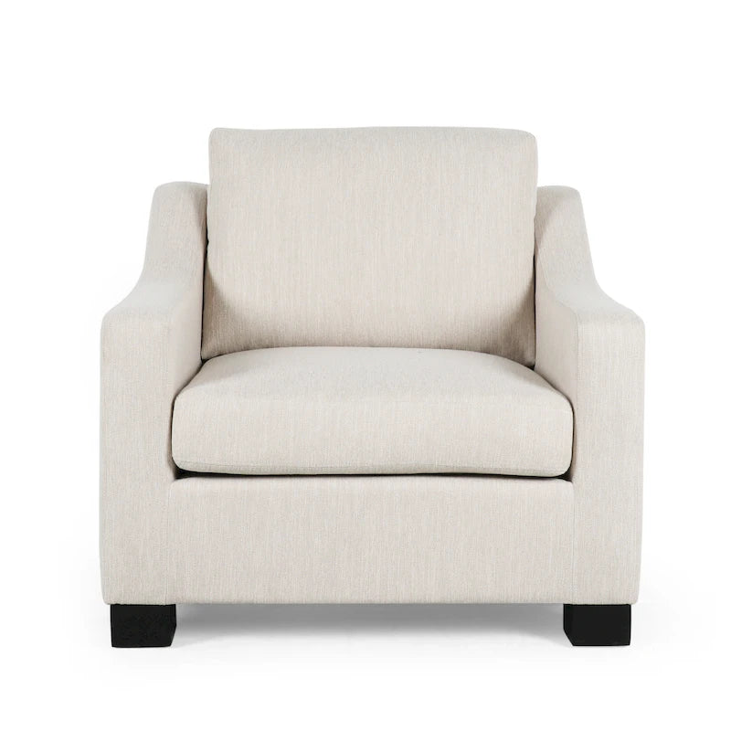 Contemporary Upholstered Club Chair with Sloped Arms and Birch Legs