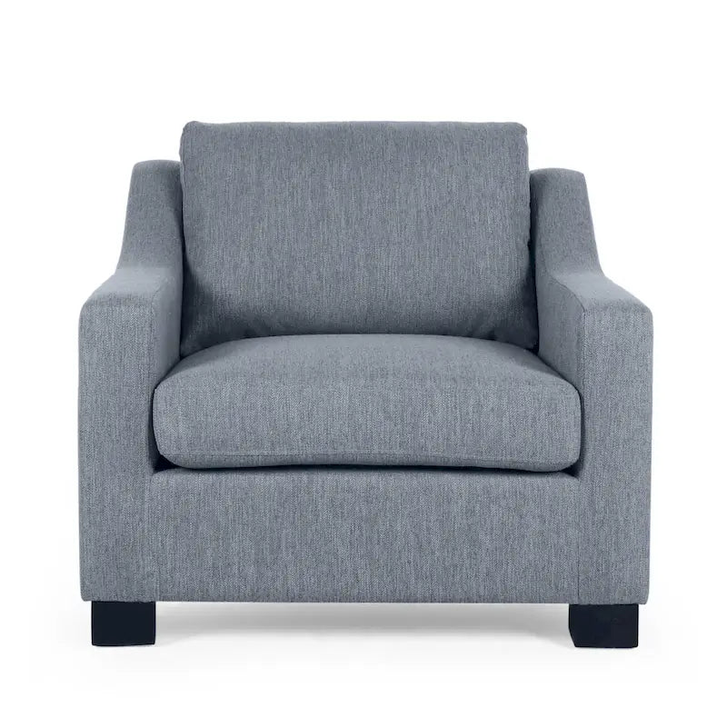 Contemporary Upholstered Club Chair with Sloped Arms and Birch Legs