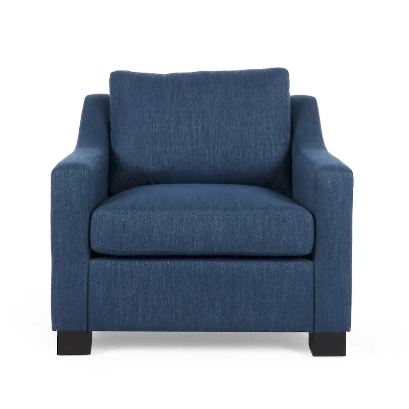 Contemporary Upholstered Club Chair with Sloped Arms and Birch Legs