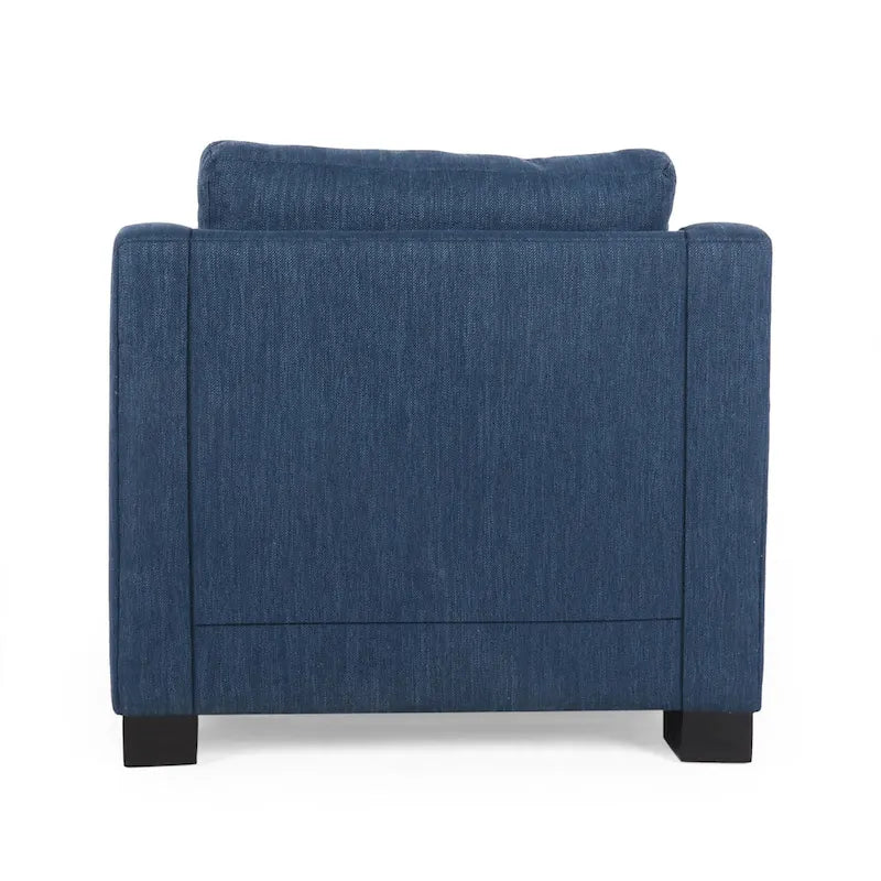 Contemporary Upholstered Club Chair with Sloped Arms and Birch Legs