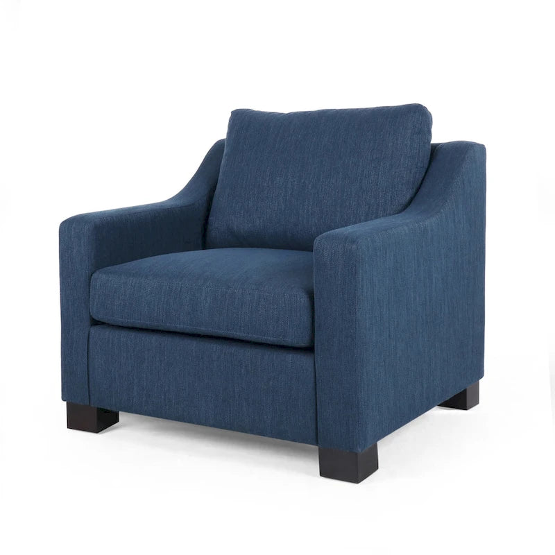 Contemporary Upholstered Club Chair with Sloped Arms and Birch Legs