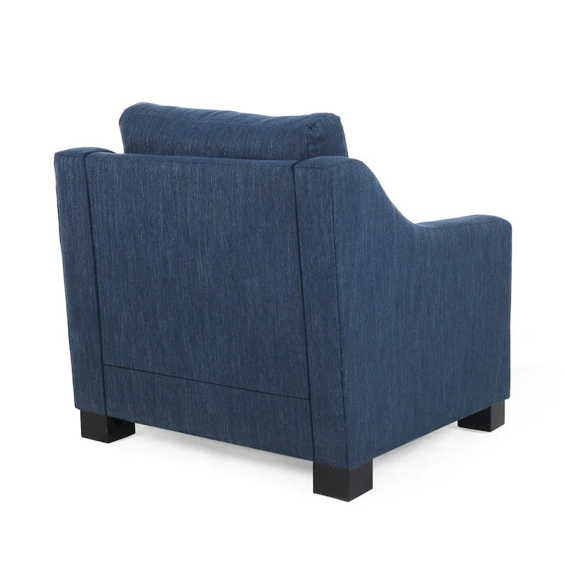 Contemporary Upholstered Club Chair with Sloped Arms and Birch Legs