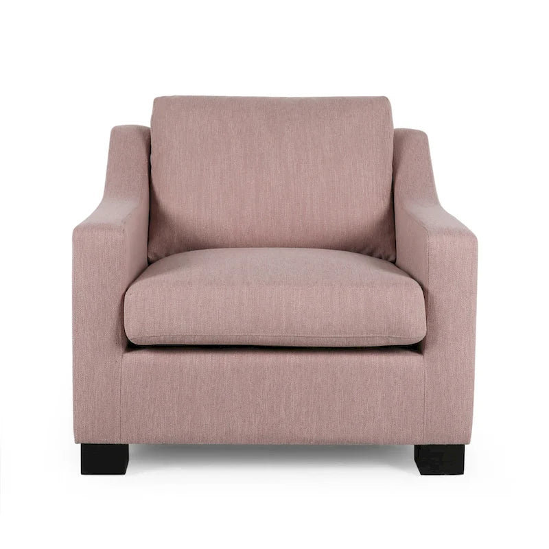 Contemporary Upholstered Club Chair with Sloped Arms and Birch Legs