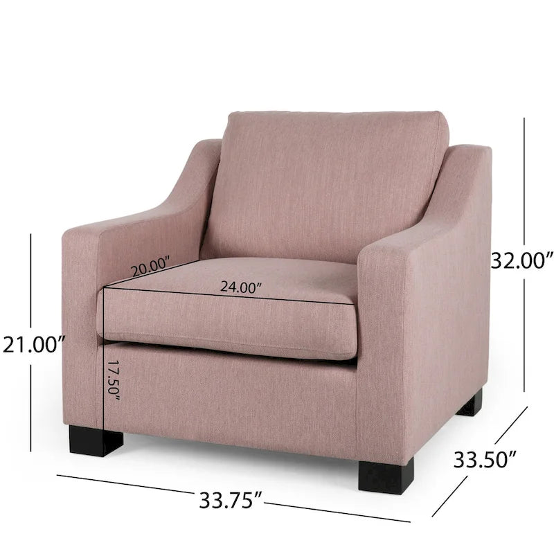 Contemporary Upholstered Club Chair with Sloped Arms and Birch Legs