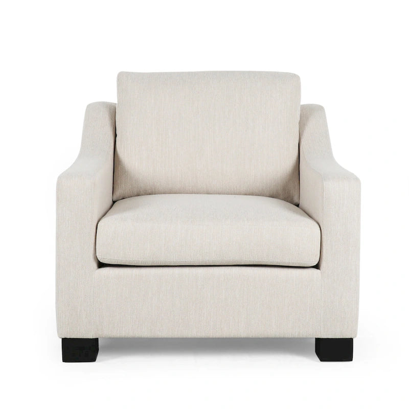 Contemporary Upholstered Club Chair with Sloped Arms and Birch Legs