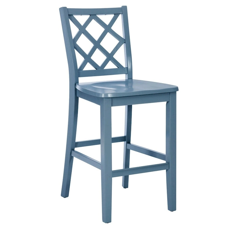 Solid Wood Counter Height Stool with Cross Back and Footrest