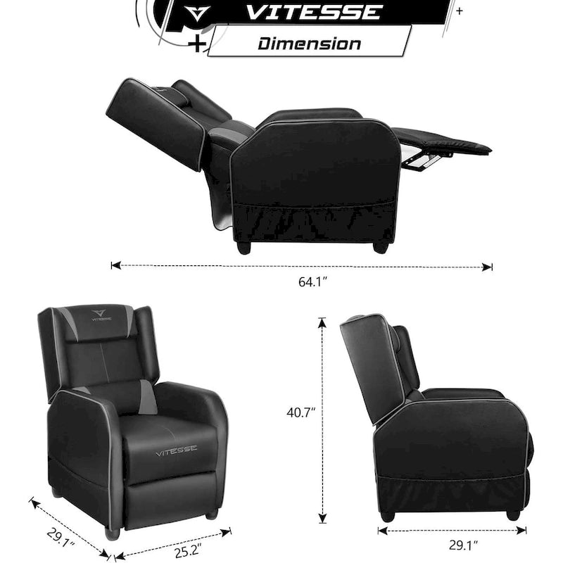Gaming-Sessel im Racing-Stil mit verstellbarer Fußstütze und Seitentasche