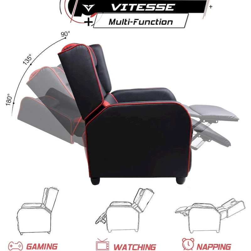 Gaming-Sessel im Racing-Stil mit verstellbarer Fußstütze und Seitentasche