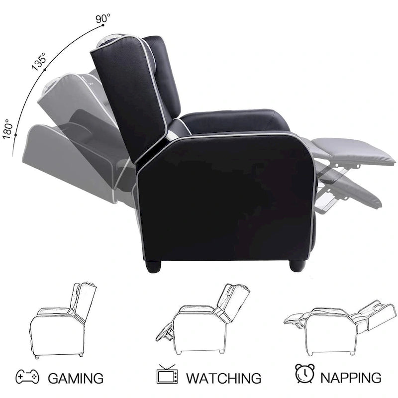 Gaming-Sessel im Racing-Stil mit verstellbarer Fußstütze und Seitentasche