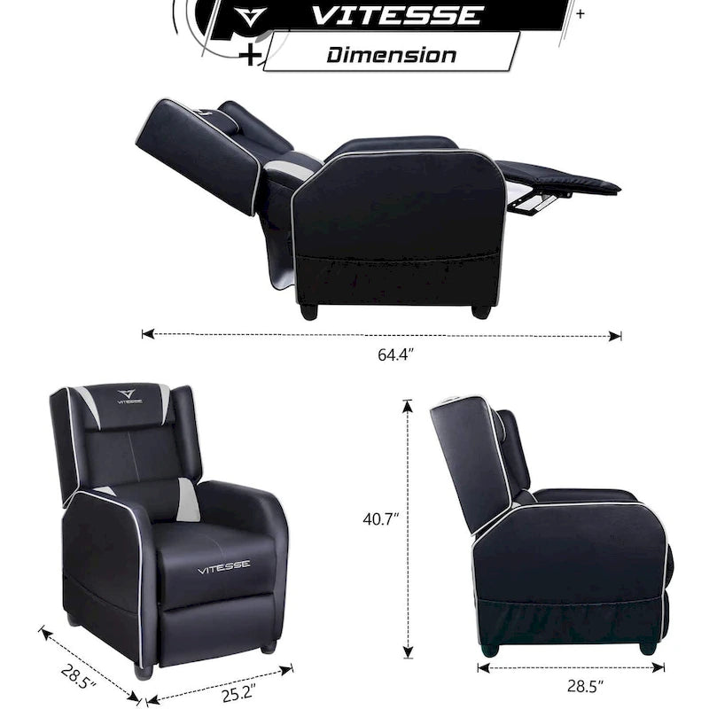 Gaming-Sessel im Racing-Stil mit verstellbarer Fußstütze und Seitentasche