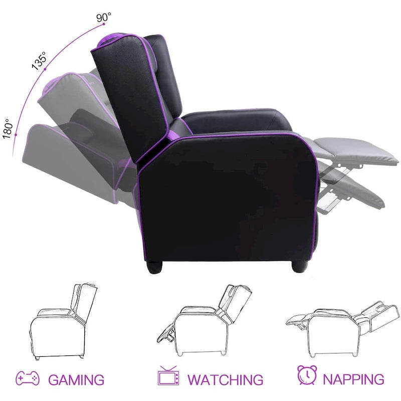 Gaming-Sessel im Racing-Stil mit verstellbarer Fußstütze und Seitentasche