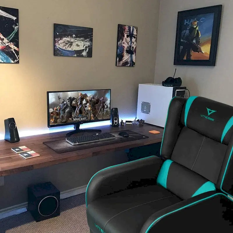 Gaming-Sessel im Racing-Stil mit verstellbarer Fußstütze und Seitentasche